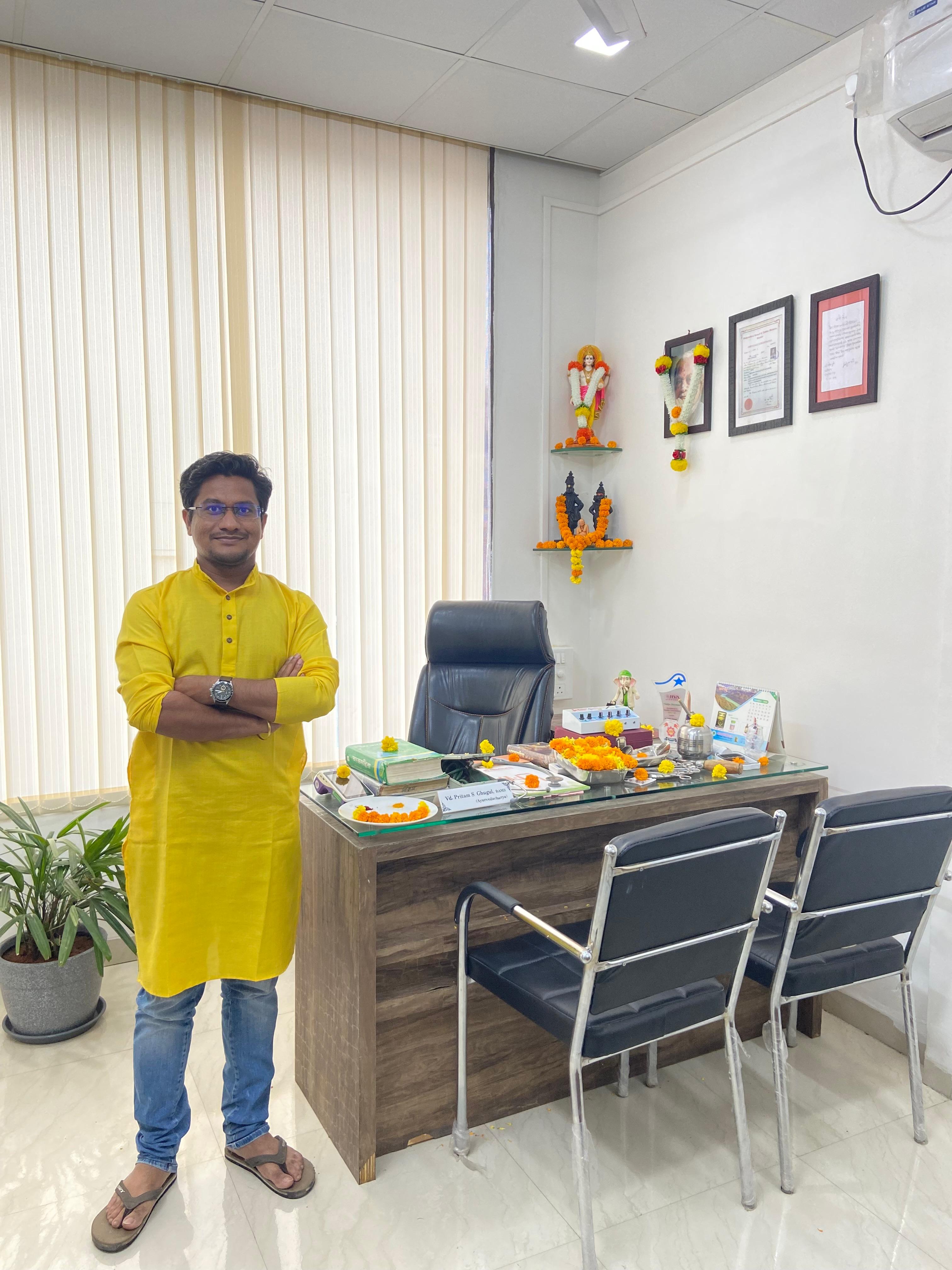 Shree Vishwavijaya Ayurveda Clinic exterior with traditional architecture